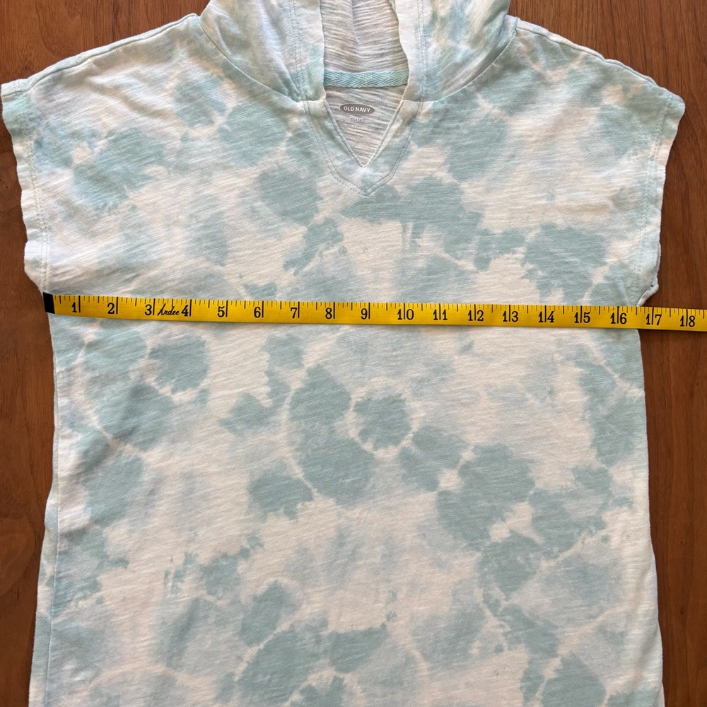 OLD NAVY Girls XL Swim Coverup - Hooded Jersey Aqua Blue Tie Dye - Picture 5 of 7